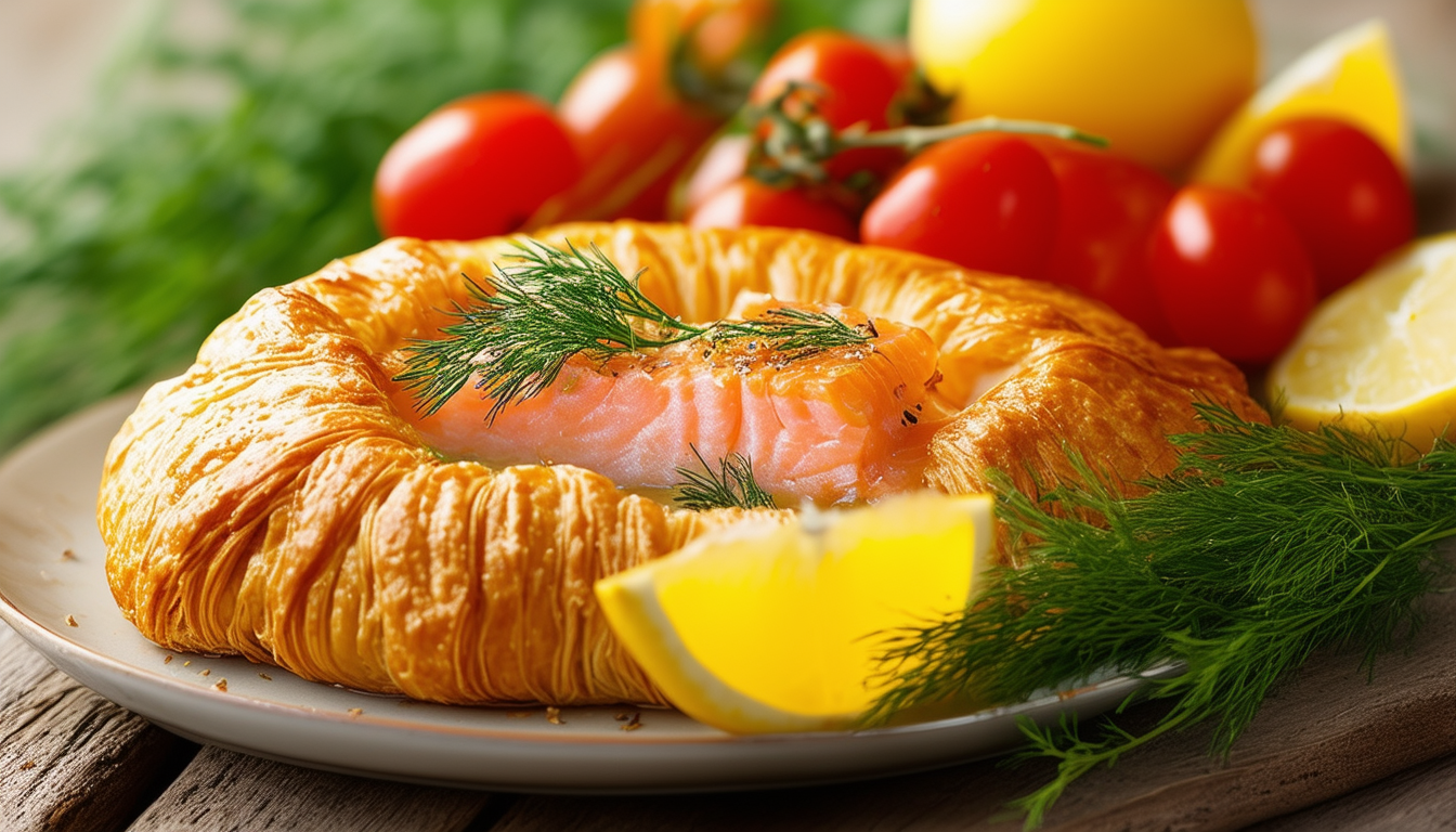 découvrez notre savoureuse recette de koulibiac de saumon, un plat traditionnel russe alliant saumon frais, riz, épinards et saveurs délicates, le tout enveloppé dans une pâte feuilletée dorée. parfait pour une occasion spéciale ou un repas gourmet à la maison.
