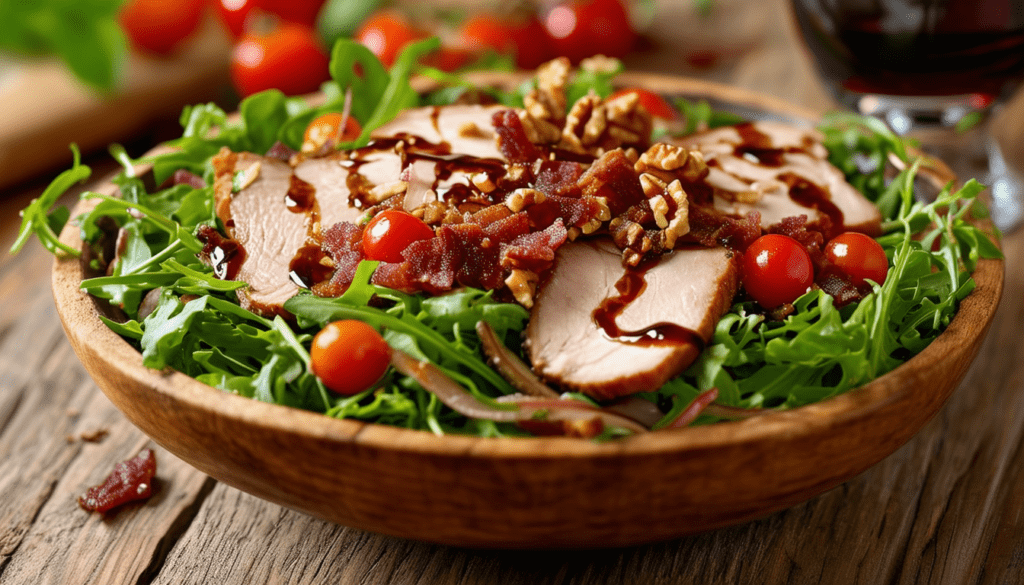 découvrez notre délicieuse recette de salade périgourdine, un plat savoureux qui allie la richesse des produits du terroir du périgord. idéale pour un déjeuner léger ou un dîner convivial, cette salade se compose de noix, de foie gras, de magret fumé et de roquette, le tout assaisonné d'une vinaigrette maison. régalez-vous avec cette spécialité française qui met en avant les saveurs authentiques de la région.
