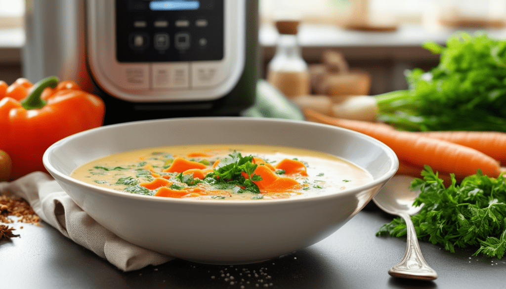 découvrez notre délicieuse recette de soupe préparée au thermomix, facile et rapide à réaliser ! parfaite pour les repas en famille, cette soupe gourmande ravira vos papilles tout en vous offrant une option saine et réconfortante.
