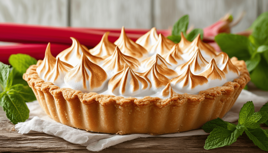 découvrez notre délicieuse tarte à la rhubarbe meringuée, alliant la douceur de la meringue à l'acidité de la rhubarbe. une recette pâtissière incontournable qui ravira vos papilles à chaque bouchée. idéale pour toutes les occasions, cette tarte saura impressionner vos invités et égayer vos repas en famille.