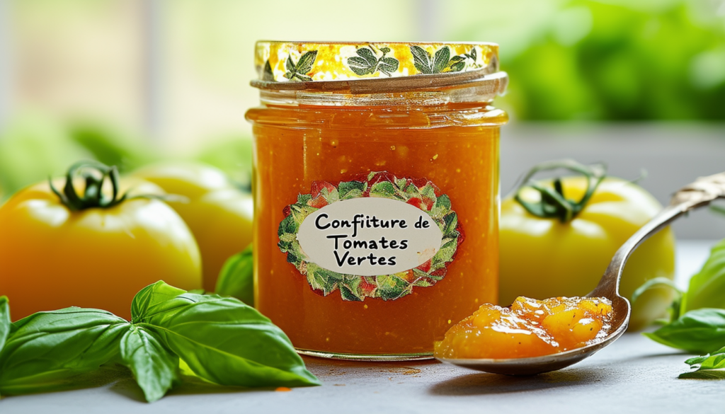 découvrez notre délicieuse confiture de tomates vertes, une préparation sucrée et originale qui réveille vos papilles. idéale pour accompagner vos tartines, fromages ou desserts, cette confiture artisanale vous offre un goût unique et authentique. parfaite pour surprendre vos invités lors de vos repas ou à savourer en solo!