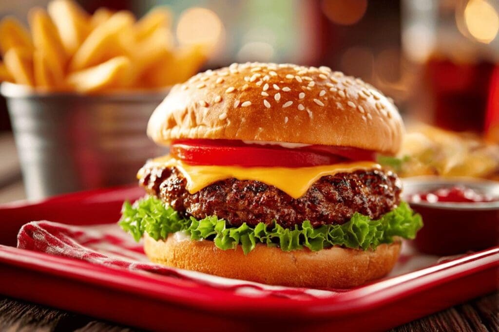 Combien de calories dans un burger frites au restaurant ?