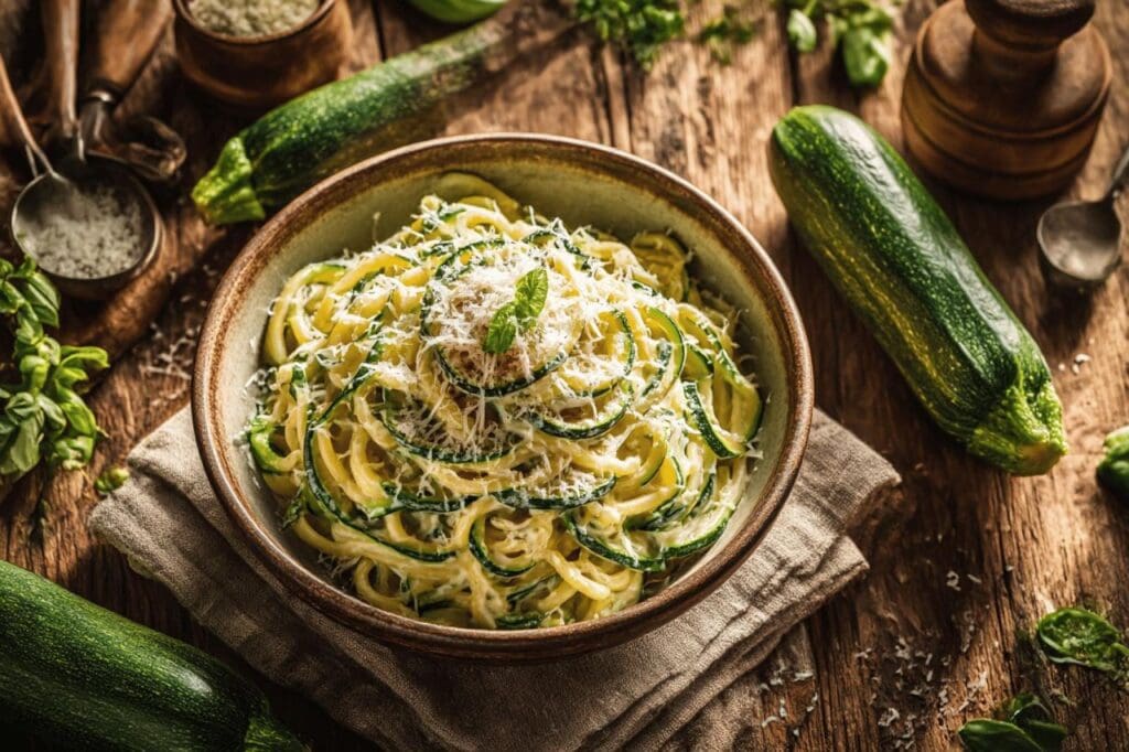 Pâtes aux courgettes crémeuses et savoureuses