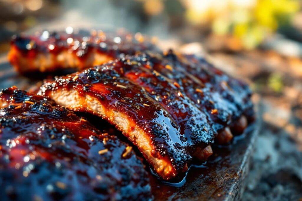 Ribs de porc tendres et juteux à la sauce barbecue