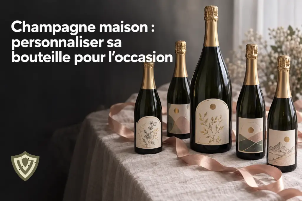 5 bouteilles de champagne avec cordon rose