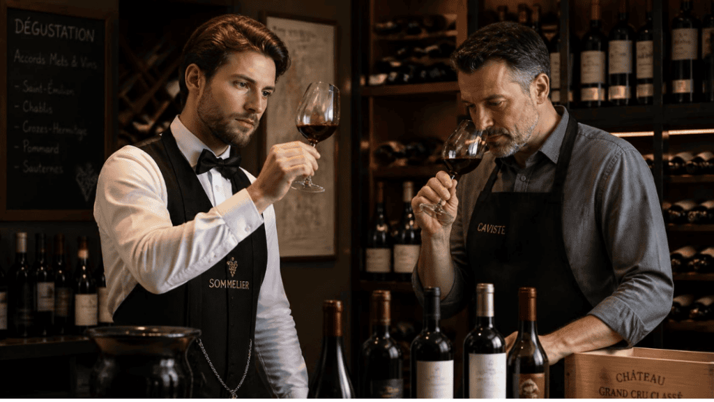 sommelier et caviste degustant du vin